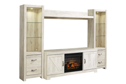 Bellaby Whitewash 4-Piece Entertainment Center with Electric Fireplace - SET | W100-101 | W331-24(2) | W331-27 | W331-68 - Bien Home Furniture &amp; Electronics