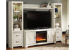 Bellaby Whitewash 4-Piece Entertainment Center with Fireplace - SET | W100-02 | W331-24(2) | W331-27 | W331-68 - Bien Home Furniture & Electronics