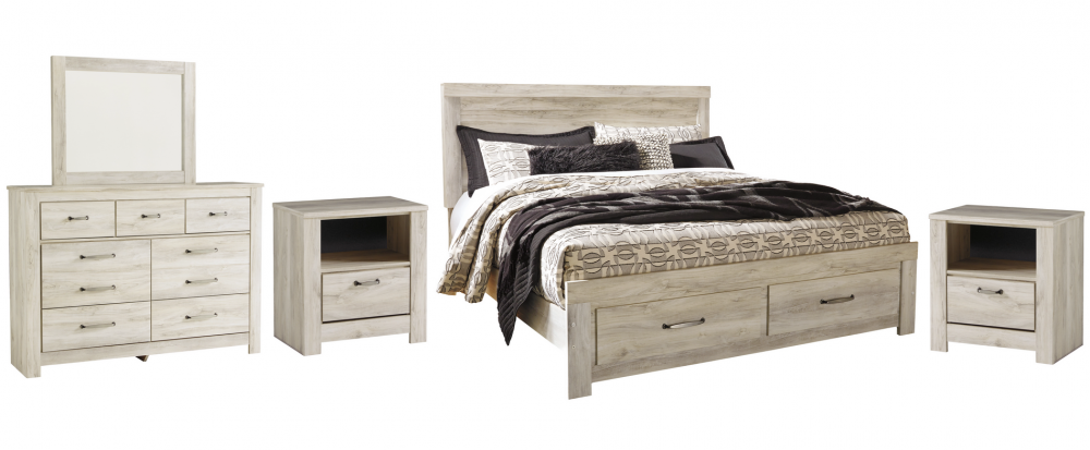 Bellaby Whitewash Footboard Storage Platform Bedroom Set - SET | B331-54S | B331-57 | B331-95 | B331-91 | B331-46 | B100-13 - Bien Home Furniture &amp; Electronics