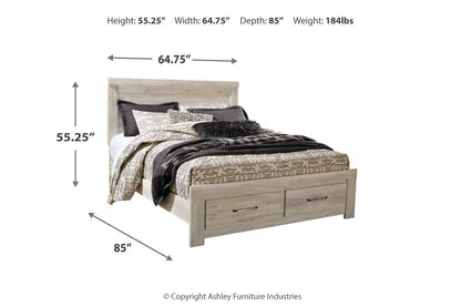 Bellaby Whitewash Queen Platform Bed with 2 Storage Drawers - SET | B100-13 | B331-54S | B331-57 | B331-95 - Bien Home Furniture &amp; Electronics
