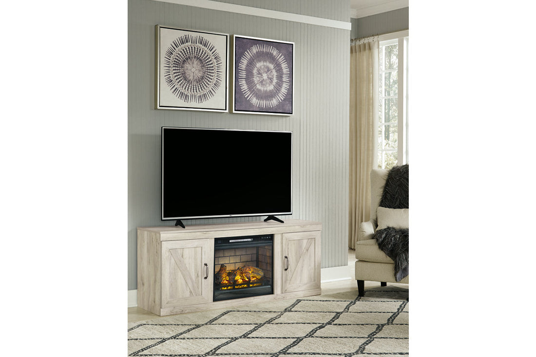 Bellaby Whitewash TV Stand with Electric Fireplace - SET | EW0331-268 | W100-101 - Bien Home Furniture &amp; Electronics