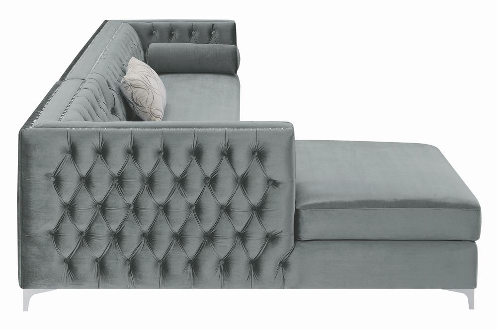 Bellaire Button-Tufted Upholstered Sectional Silver - 508280 - Bien Home Furniture &amp; Electronics