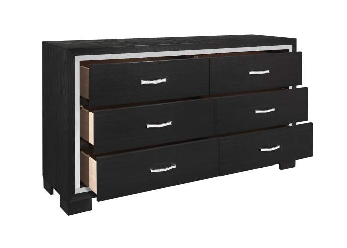 Bellante Melamine Black Dresser - SH2216BK-5 - Bien Home Furniture &amp; Electronics