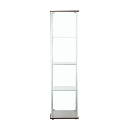 Bellatrix Cappuccino/Clear Rectangular 4-Shelf Curio Cabinet - 950172 - Bien Home Furniture &amp; Electronics