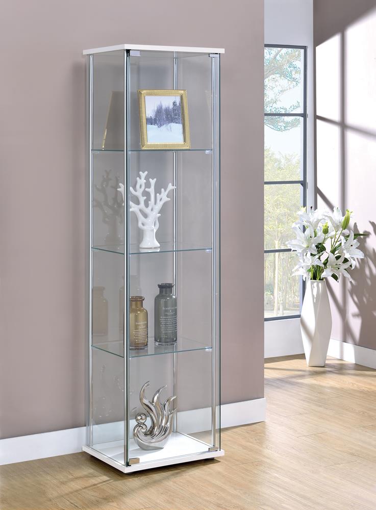 Bellatrix White/Clear Rectangular 4-Shelf Curio Cabinet - 951072 - Bien Home Furniture & Electronics