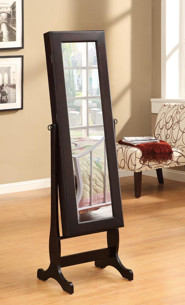 Belzar Cappuccino Jewelry Cheval Mirror with Drawers - 901805 - Bien Home Furniture &amp; Electronics