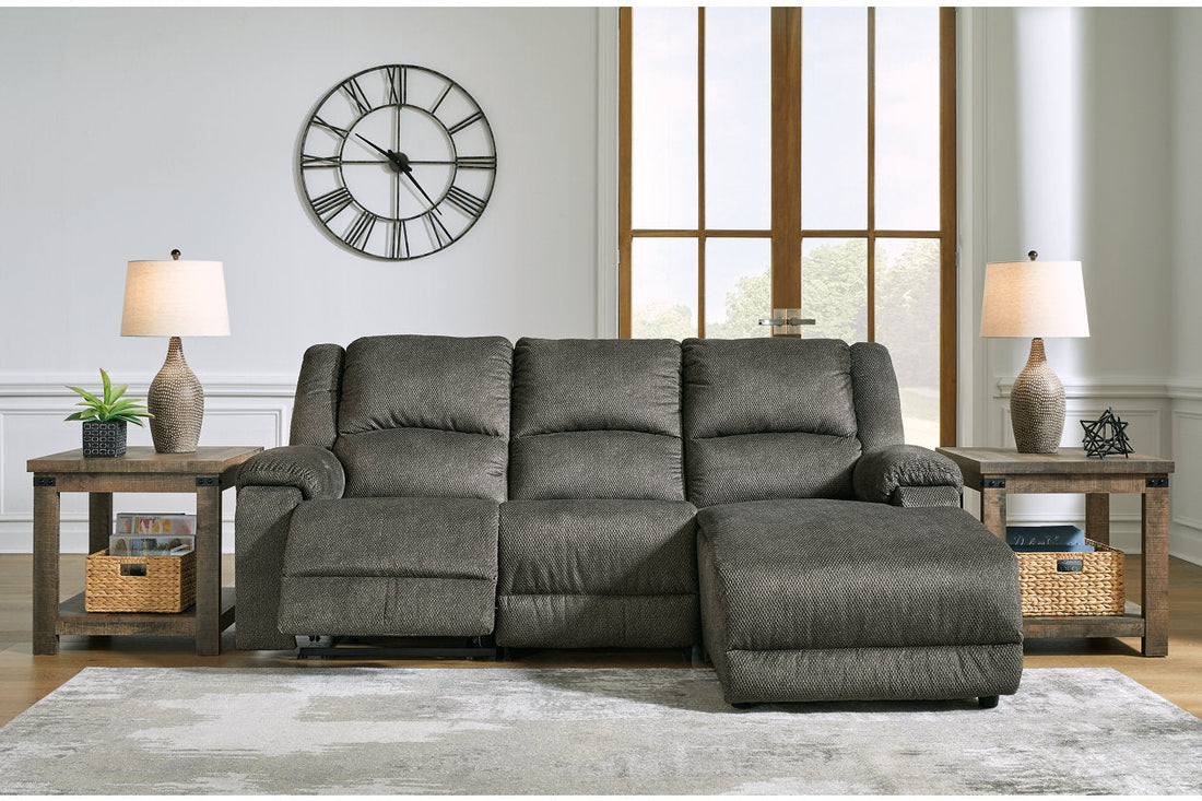 Benlocke Flannel 3-Piece Reclining Sectional with Chaise - SET | 3040217 | 3040240 | 3040246 - Bien Home Furniture &amp; Electronics