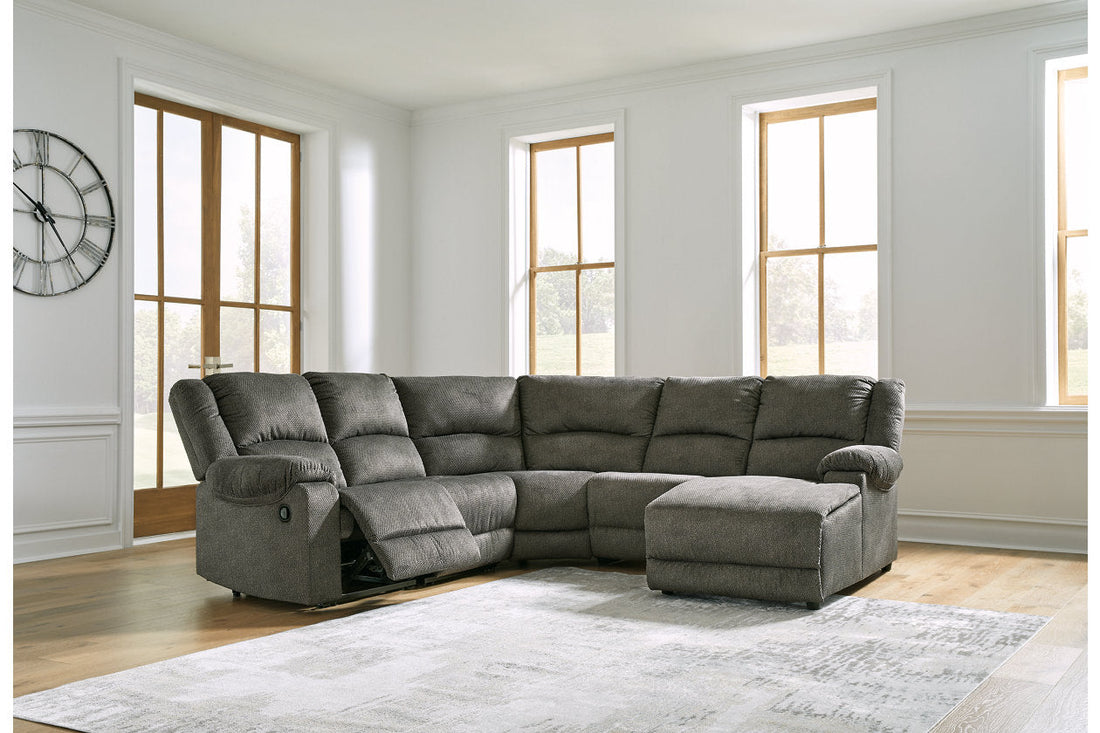 Benlocke Flannel 5-Piece Reclining Sectional with Chaise - SET | 3040217 | 3040219 | 3040240 | 3040246 | 3040277 - Bien Home Furniture &amp; Electronics