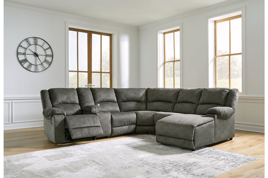 Benlocke Flannel 6-Piece Reclining Sectional with Chaise - SET | 3040217 | 3040219 | 3040240 | 3040246 | 3040257 | 3040277 - Bien Home Furniture &amp; Electronics