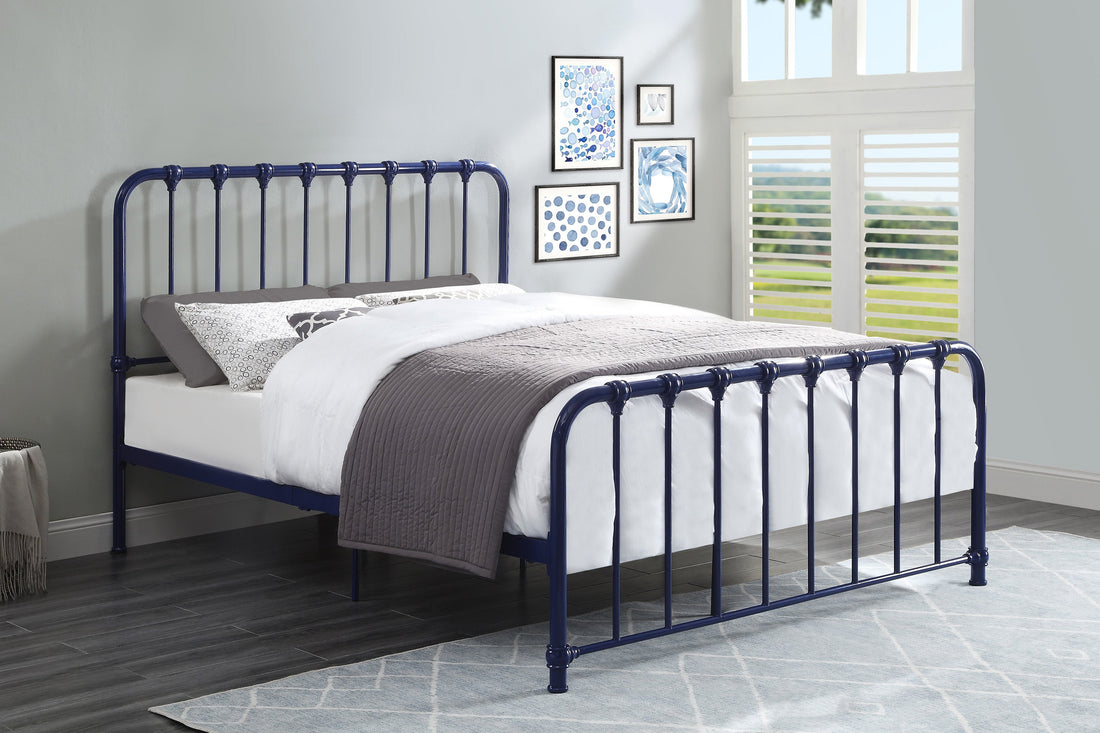 Bethany Blue Queen Metal Platform Bed - 1571BU-1 - Bien Home Furniture &amp; Electronics