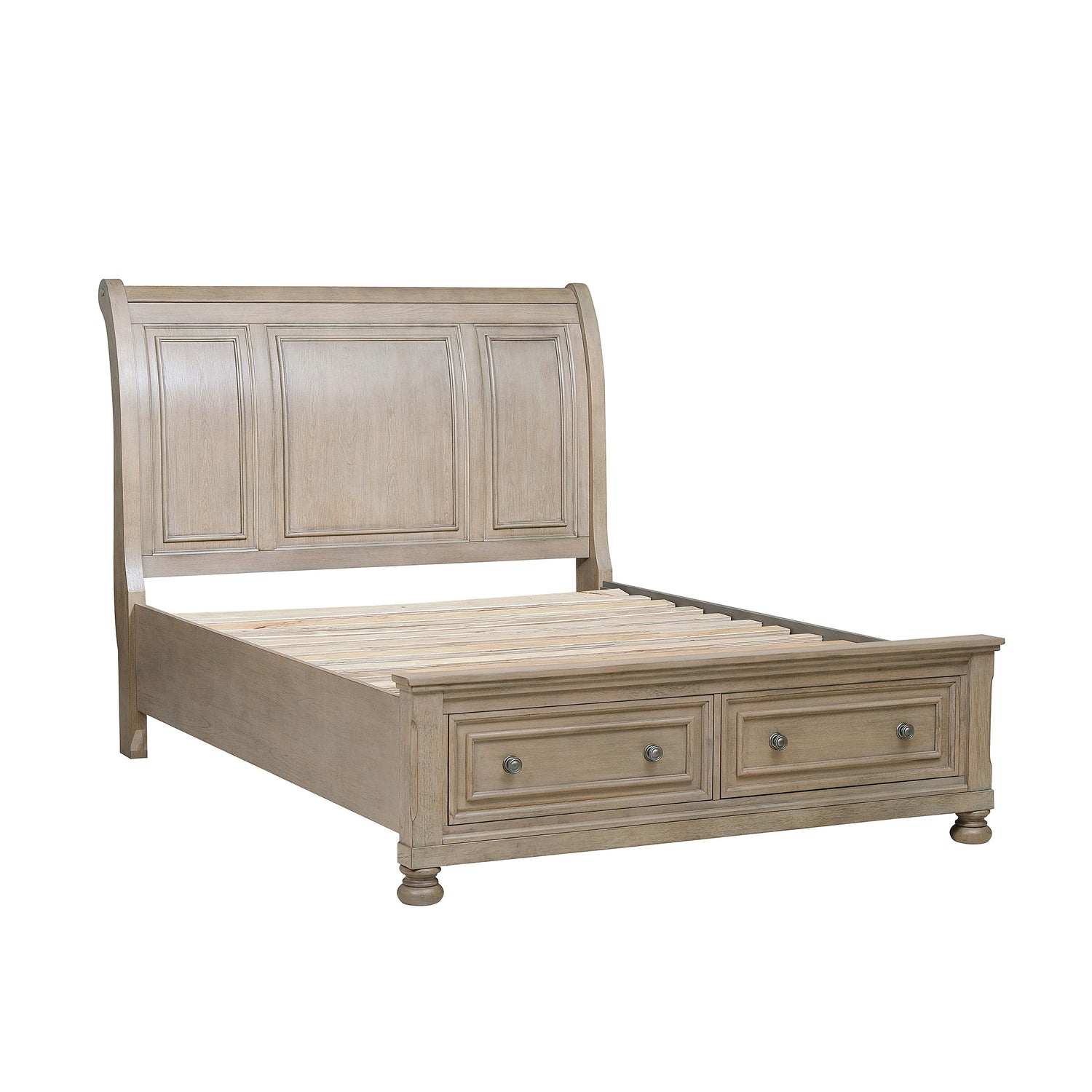 Bethel Wire Brushed Gray Queen Sleigh Storage Platform Bed - SET | 2259GY-1 | 2259GY-2 | 2259GY-3 - Bien Home Furniture &amp; Electronics