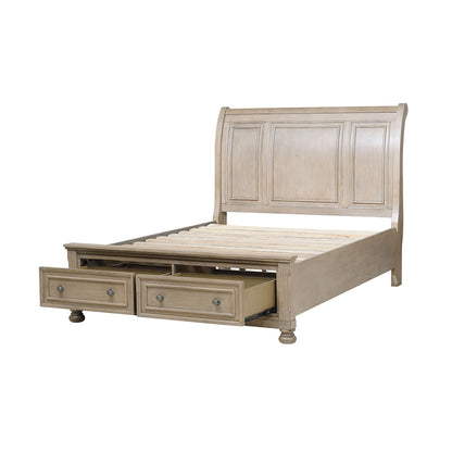 Bethel Wire Brushed Gray Queen Sleigh Storage Platform Bed - SET | 2259GY-1 | 2259GY-2 | 2259GY-3 - Bien Home Furniture &amp; Electronics