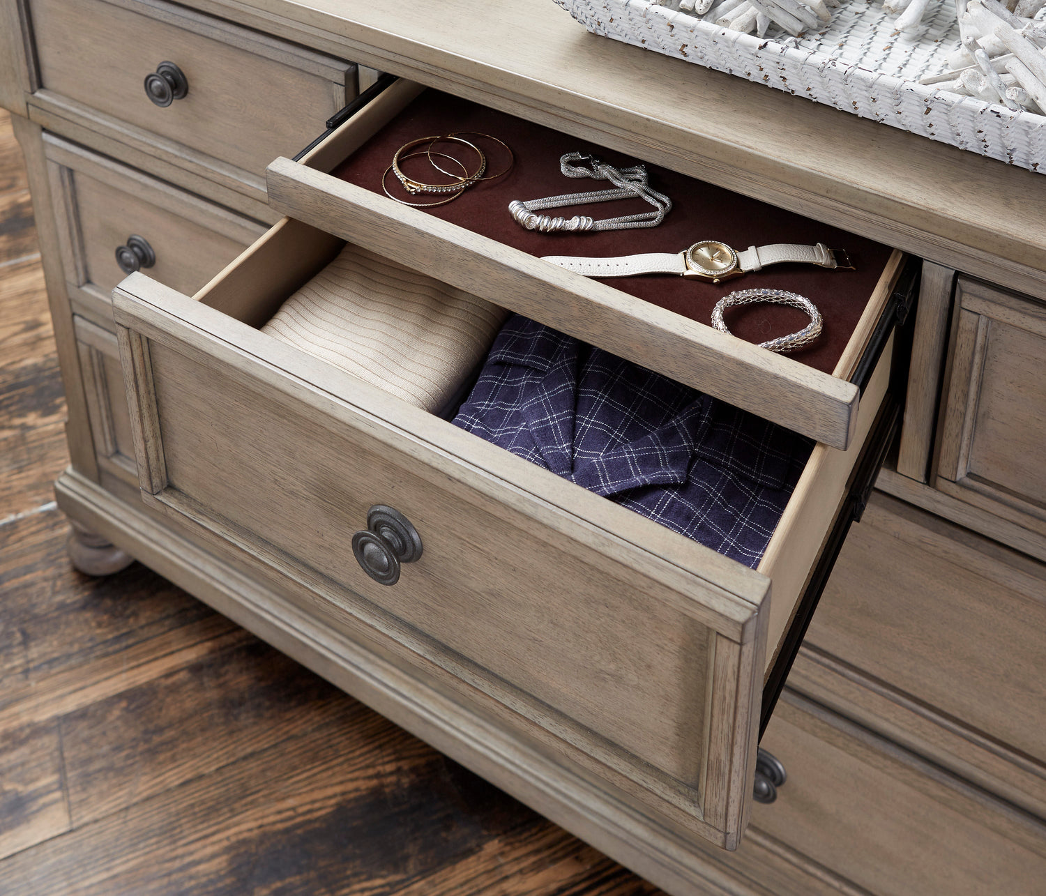 Bethel Wire Brushed Gray Sleigh Storage Platform Bedroom Set - SET | 2259GY-3 | 2259GY-5 | 2259GY-6 | 2259GY-4 | 2259GY-9 | 2259KGY-1 | 2259KGY-2 - Bien Home Furniture &amp; Electronics