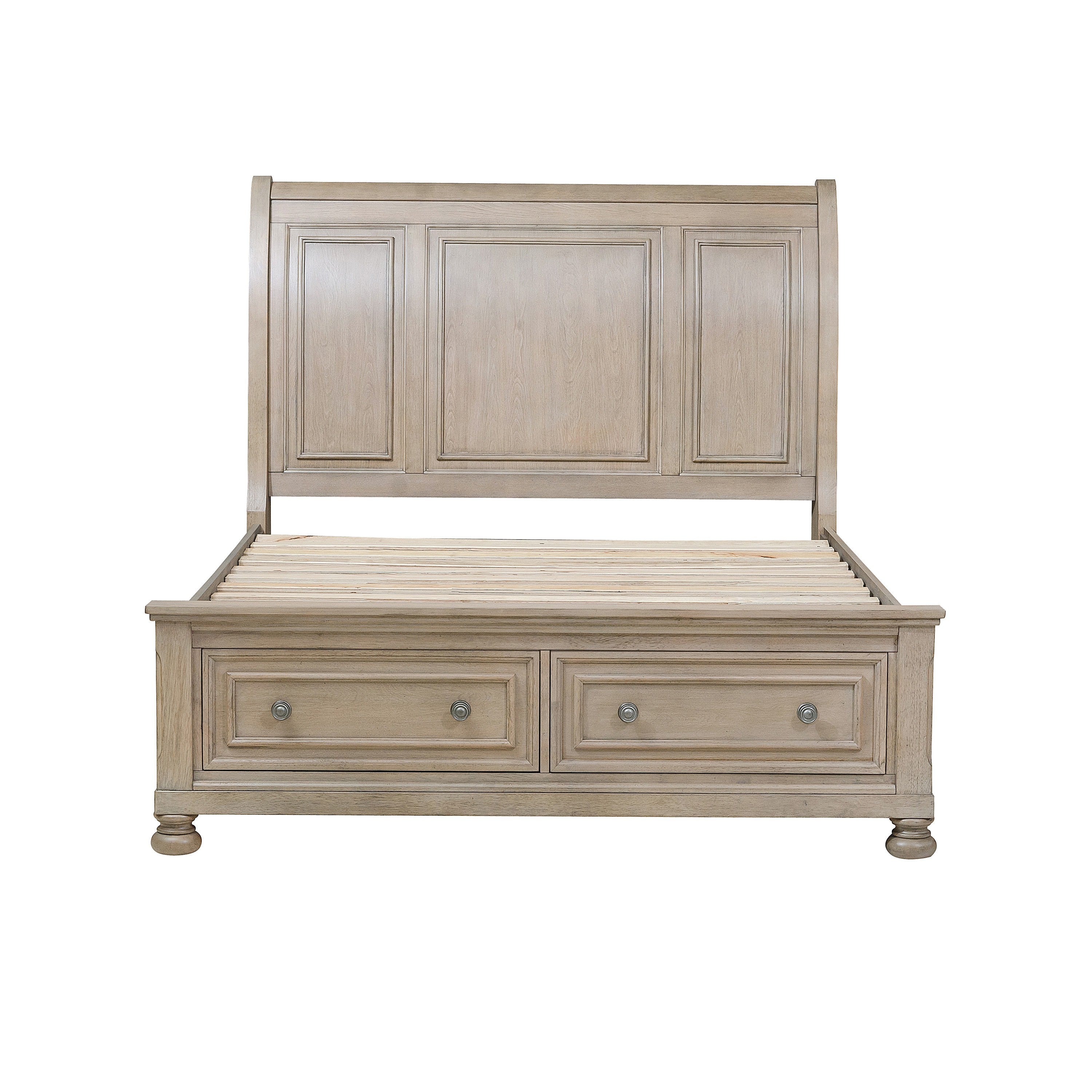 Bethel Wire Brushed Gray Sleigh Storage Platform Bedroom Set - SET | 2259GY-3 | 2259GY-5 | 2259GY-6 | 2259GY-4 | 2259GY-9 | 2259KGY-1 | 2259KGY-2 - Bien Home Furniture &amp; Electronics