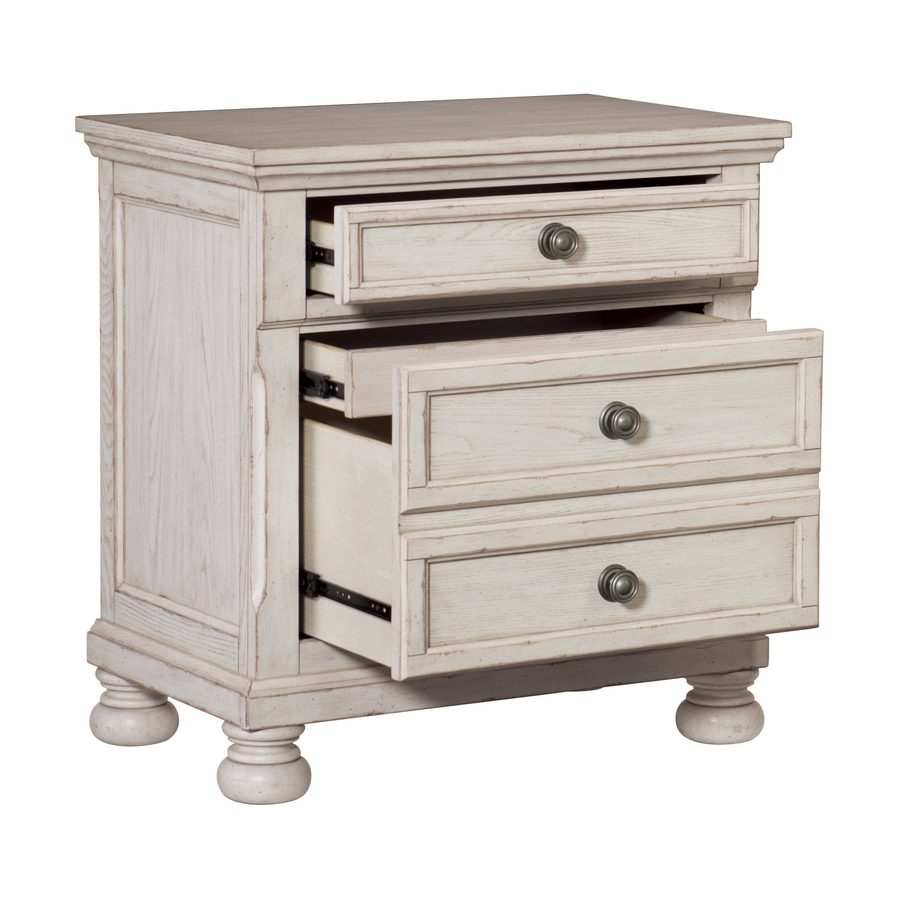 Bethel Wire Brushed White Nightstand - 2259W-4 - Bien Home Furniture &amp; Electronics