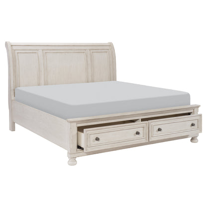 Bethel Wire Brushed White Sleigh Storage Platform Bedroom Set - SET | 2259W-1 | 2259W-2 | 2259W-3 | 2259W-5 | 2259W-6 | 2259W-4 - Bien Home Furniture &amp; Electronics