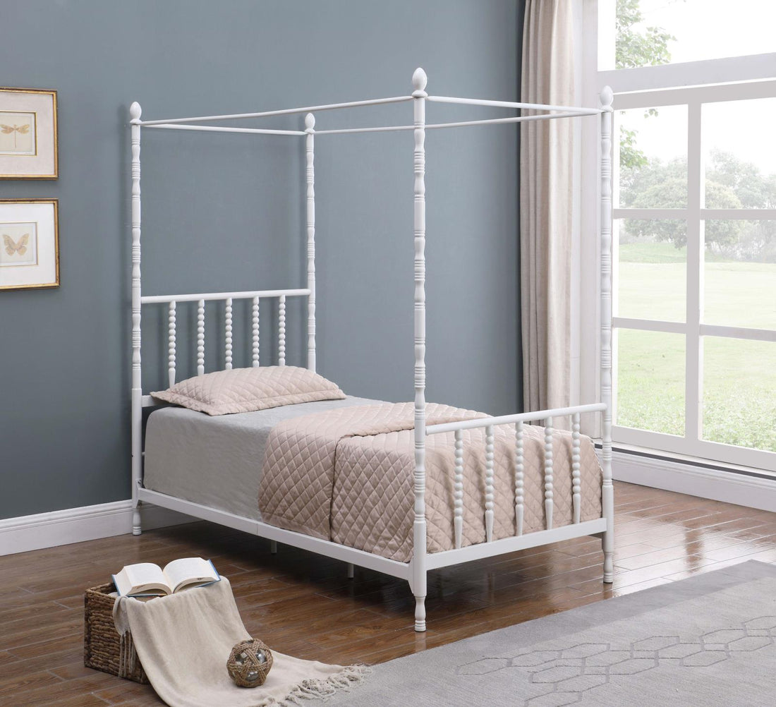 Betony Twin Canopy Bed White - 406055T - Bien Home Furniture &amp; Electronics