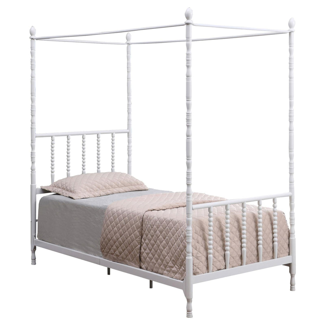Betony Twin Canopy Bed White - 406055T - Bien Home Furniture &amp; Electronics