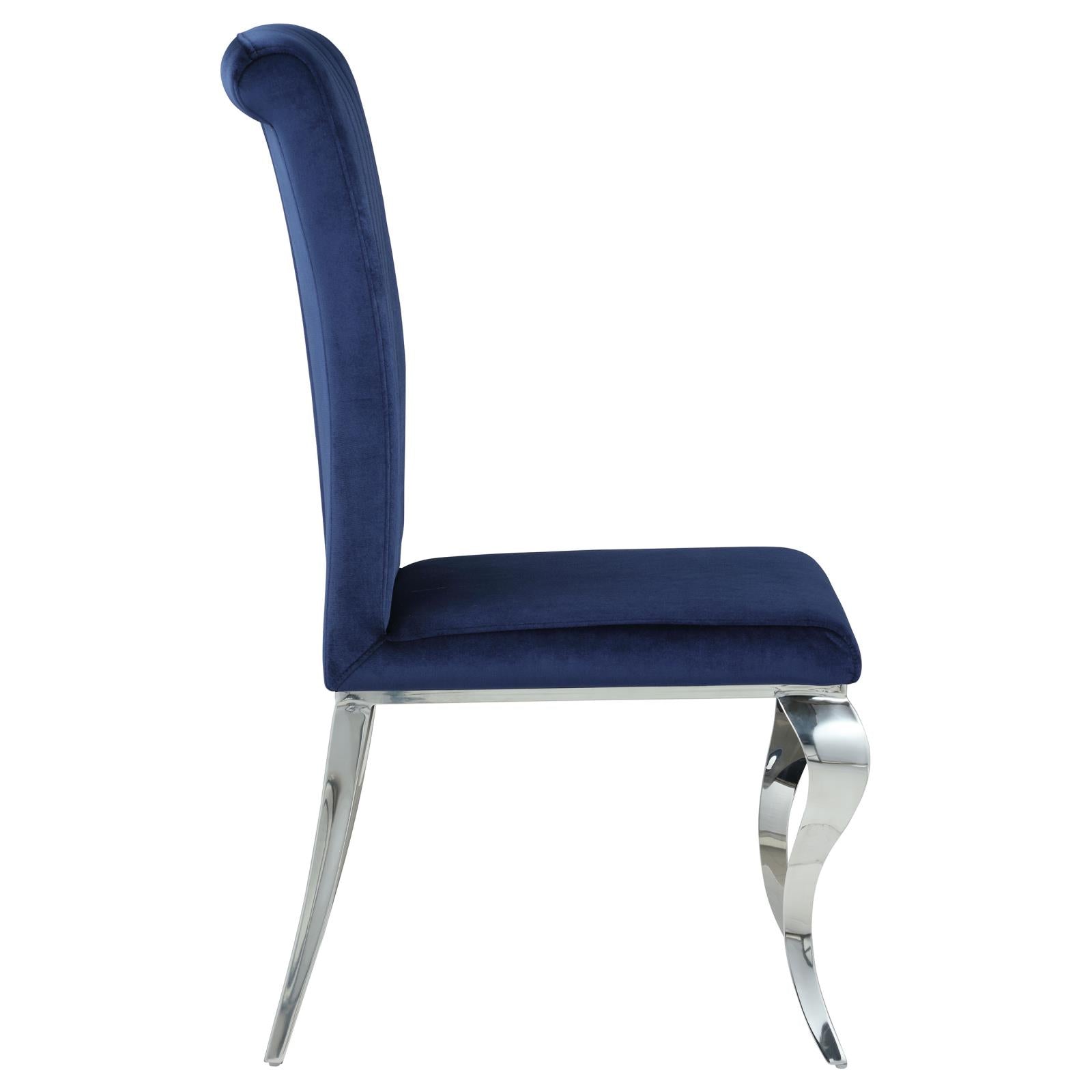 Betty Ink Blue/Chrome Upholstered Side Chairs, Set of 4 - 105077 - Bien Home Furniture &amp; Electronics