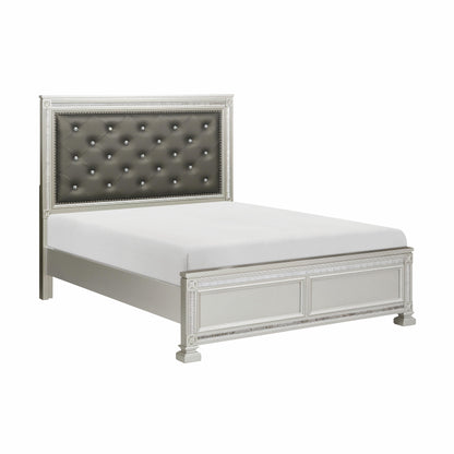 Bevelle Silver Upholstered King Bed - SET | 1958K-1 | 1958K-2 | 1958-3 - Bien Home Furniture &amp; Electronics