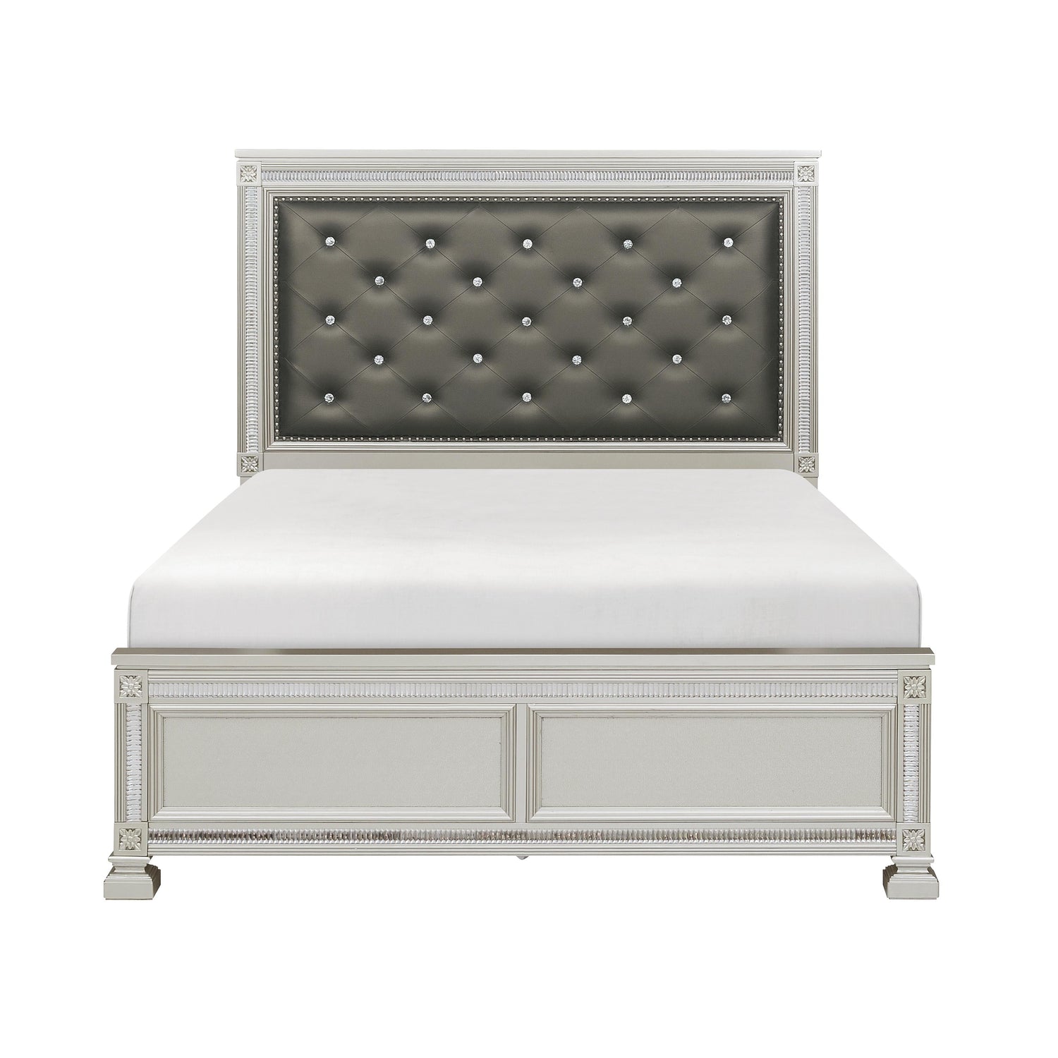 Bevelle Silver Upholstered King Bed - SET | 1958K-1 | 1958K-2 | 1958-3 - Bien Home Furniture &amp; Electronics