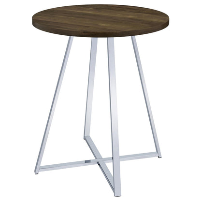 Bexter White/Chrome Faux Marble Round Top Bar Table - 183516 - Bien Home Furniture &amp; Electronics