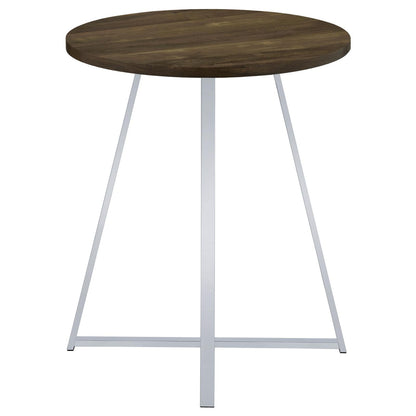 Bexter White/Chrome Faux Marble Round Top Bar Table - 183516 - Bien Home Furniture &amp; Electronics