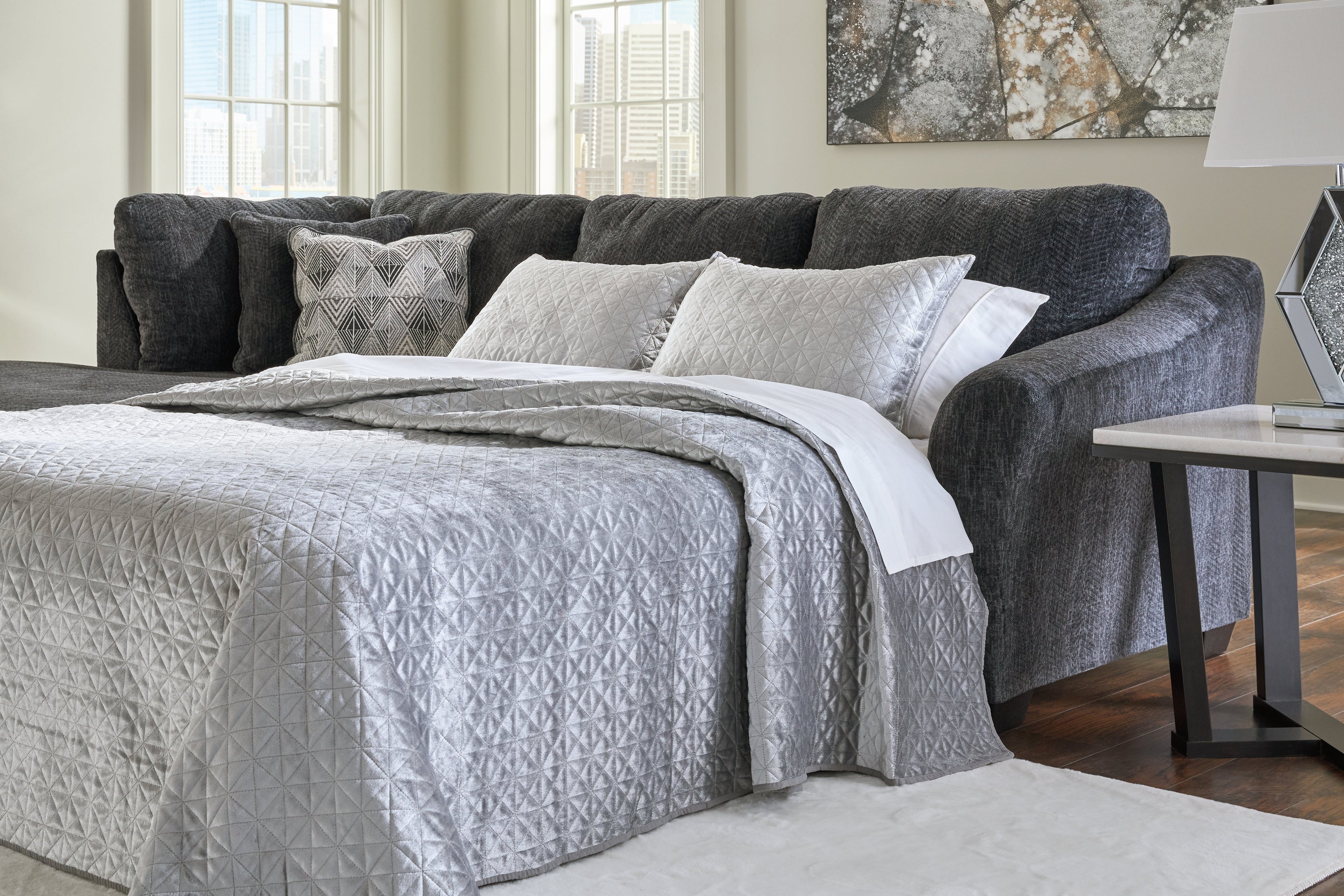 Biddeford Ebony Right-Arm Facing Full Sofa Sleeper - 3550483 - Bien Home Furniture &amp; Electronics