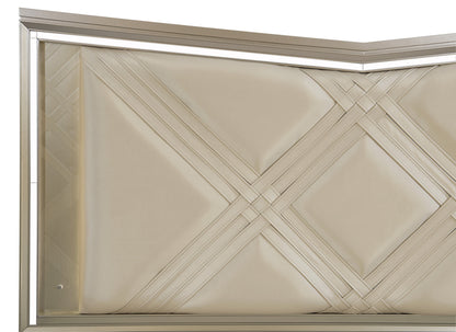 Bijou Champagne Queen LED Upholstered Storage Platform Bed - SET | 1522-1 | 1522-2 | 1522-3 - Bien Home Furniture &amp; Electronics
