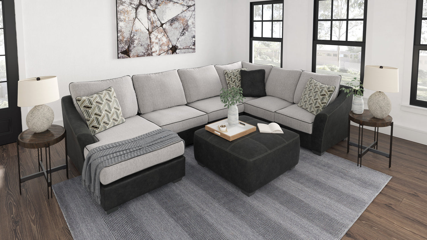 Bilgray Pewter LAF Sectional - SET | 5500316 | 5500334 | 5500349 | 5500308 - Bien Home Furniture &amp; Electronics