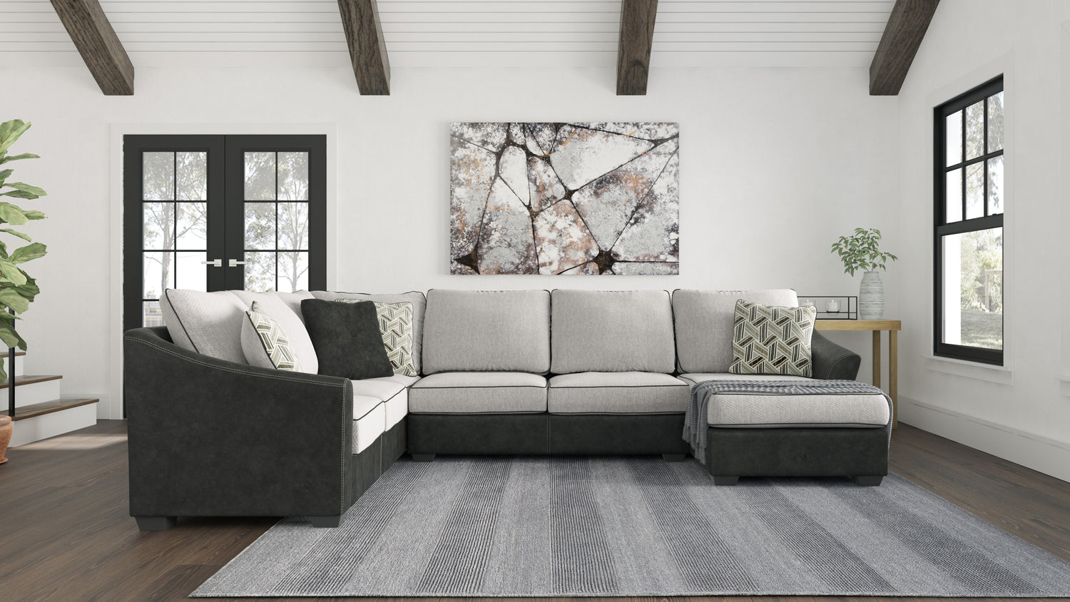 Bilgray Pewter RAF Sectional - SET | 5500317 | 5500334 | 5500348 | 5500308 - Bien Home Furniture &amp; Electronics