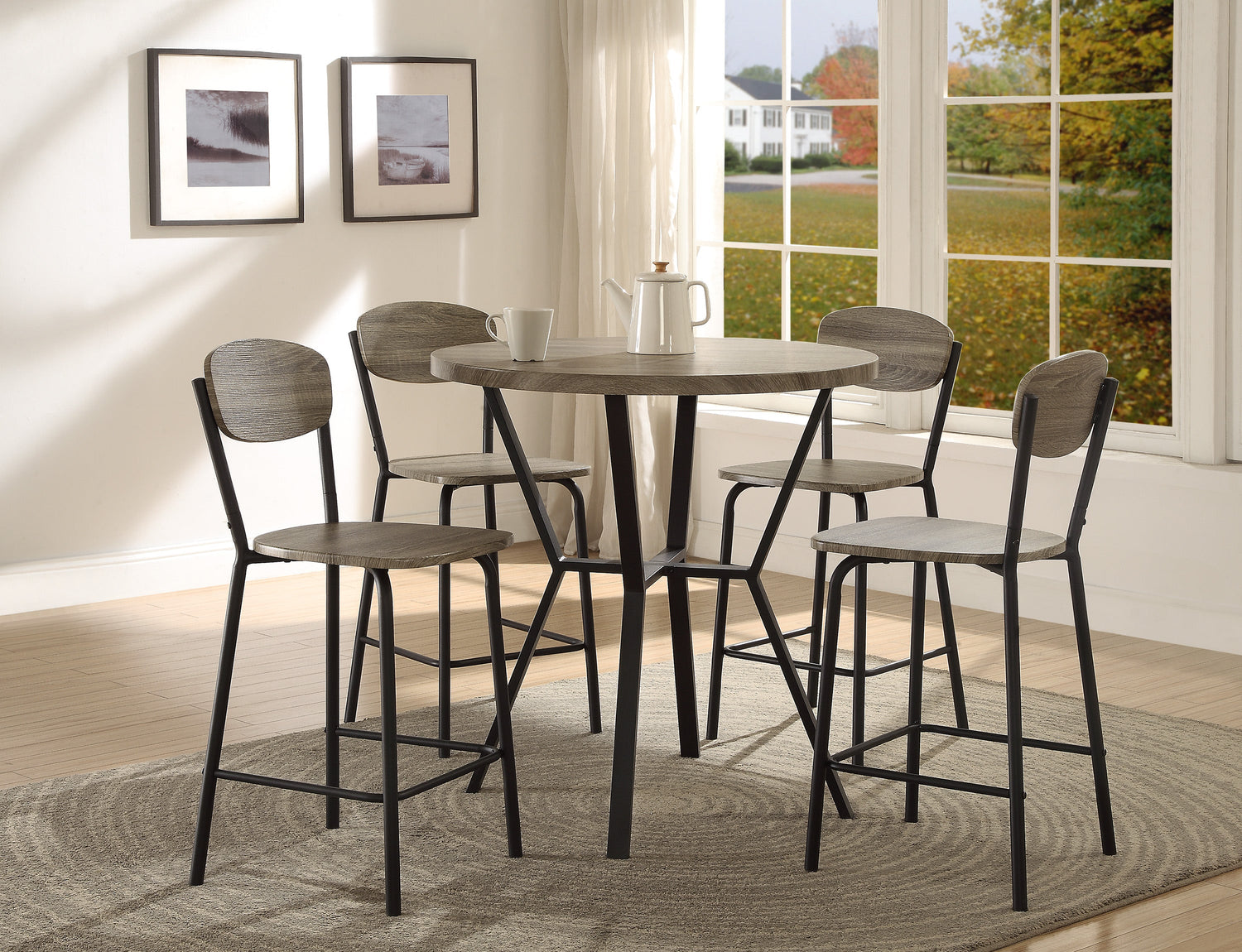 Blake Gray 5-Piece Round Counter Height Set - 1730SET-GY - Bien Home Furniture &amp; Electronics