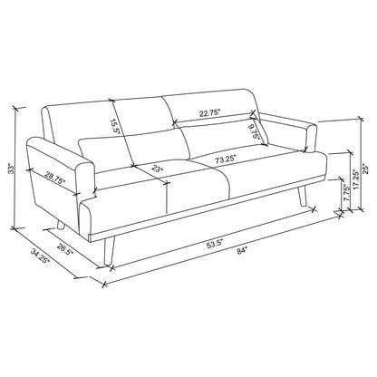 Blake Upholstered Sofa with Track Arms Sharkskin/Dark Brown - 511121 - Bien Home Furniture &amp; Electronics