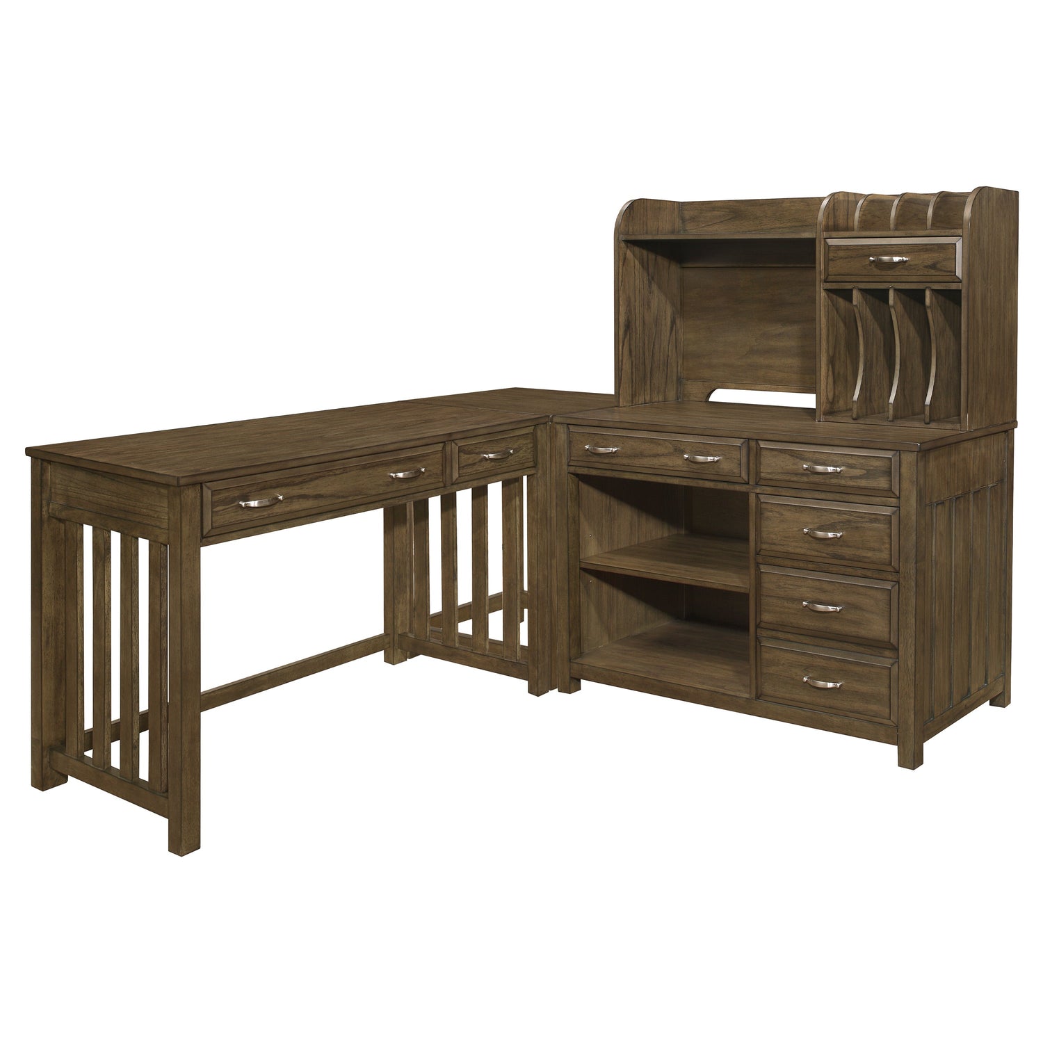 Blanche Brown Gray 4-Piece Corner Desk - 4522*4 - Bien Home Furniture &amp; Electronics