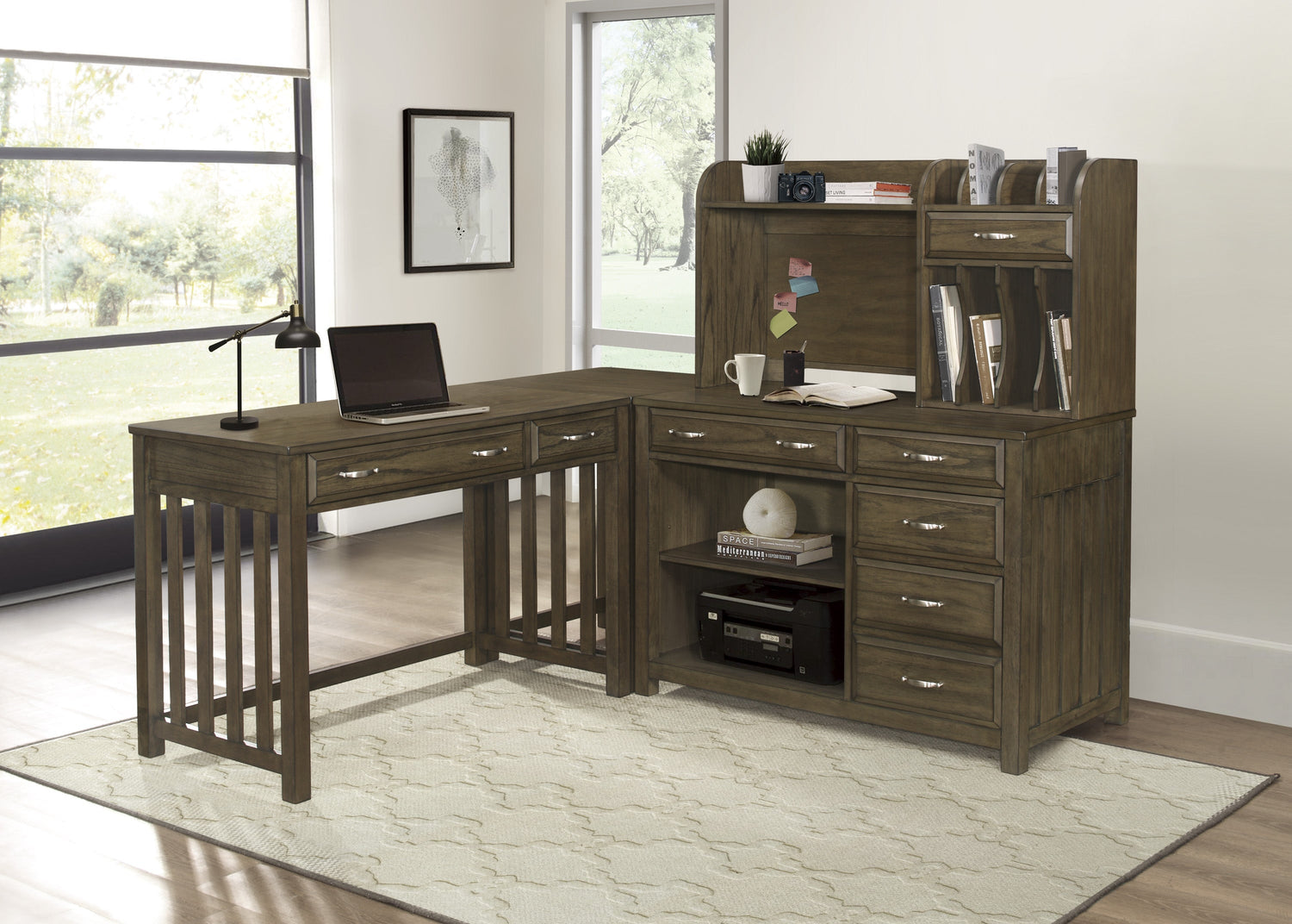 Blanche Brown Gray Desk with Hutch - 4522-14* - Bien Home Furniture &amp; Electronics