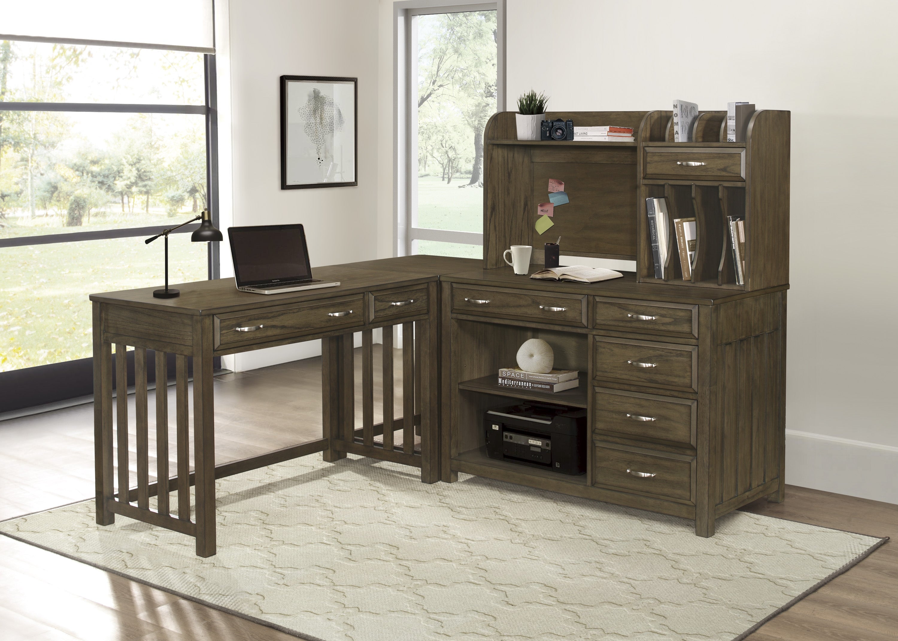 Blanche Brown Gray Desk with Hutch - 4522-14* - Bien Home Furniture &amp; Electronics