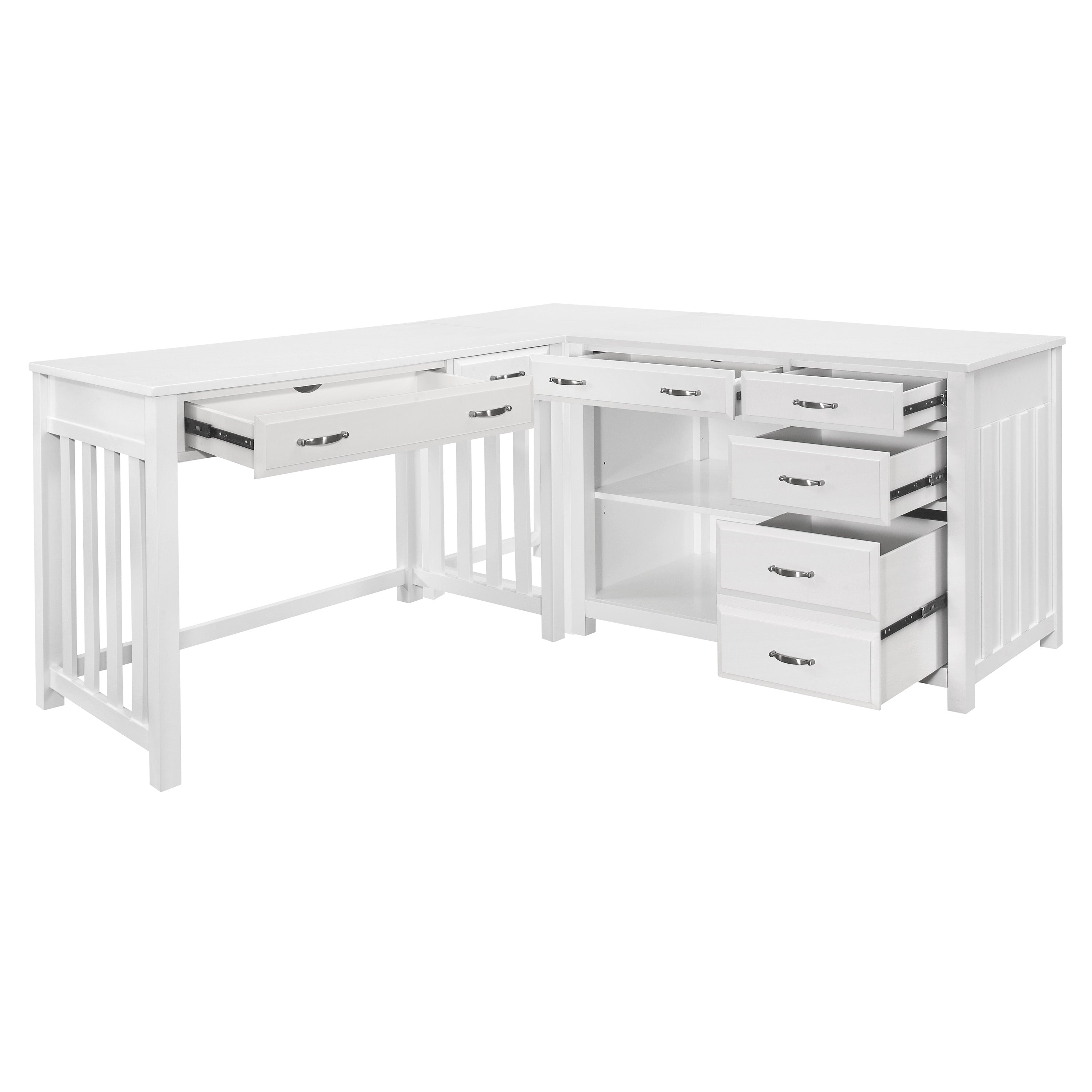 Blanche White 3-Piece Corner Desk - 4522WH*3 - Bien Home Furniture &amp; Electronics