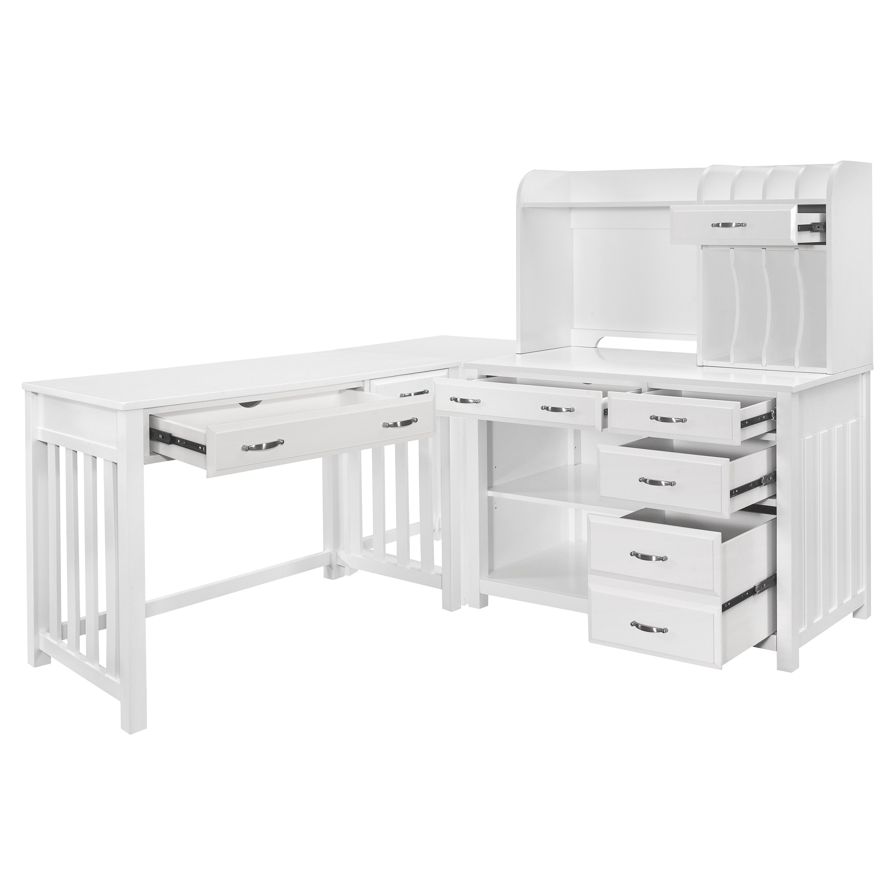 Blanche White 4-Piece Corner Desk - 4522WH*4 - Bien Home Furniture &amp; Electronics