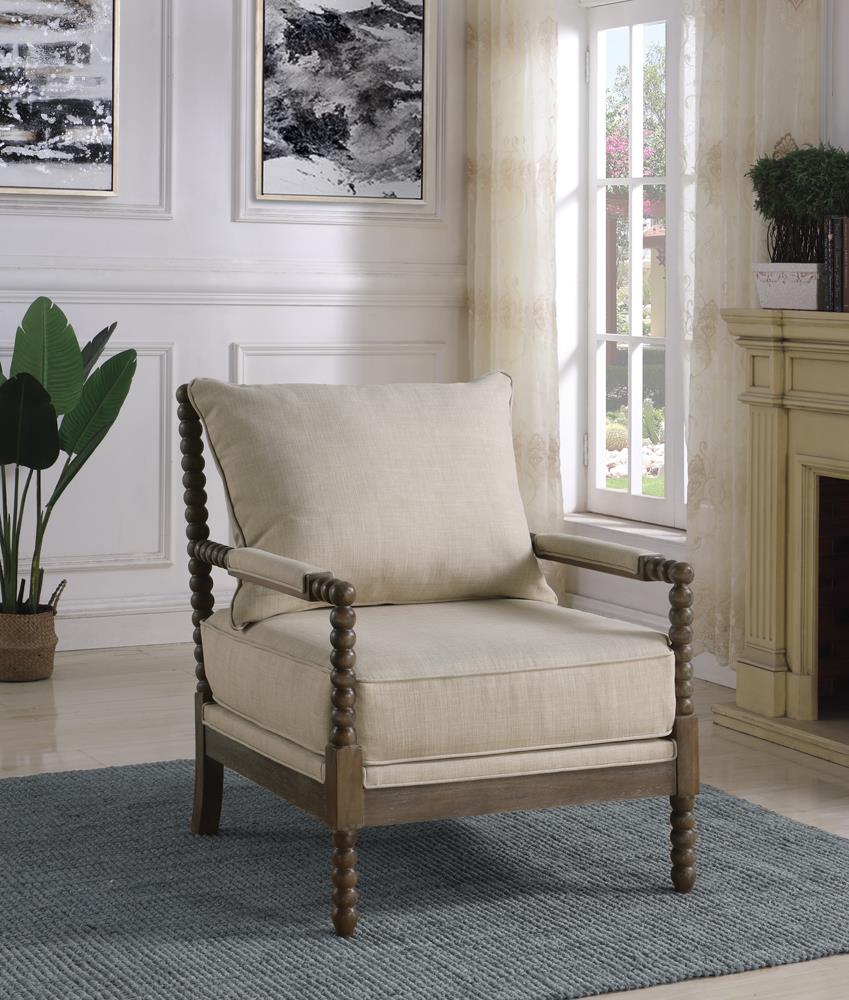 Blanchett Oatmeal/Natural Cushion Back Accent Chair - 905362 - Bien Home Furniture &amp; Electronics