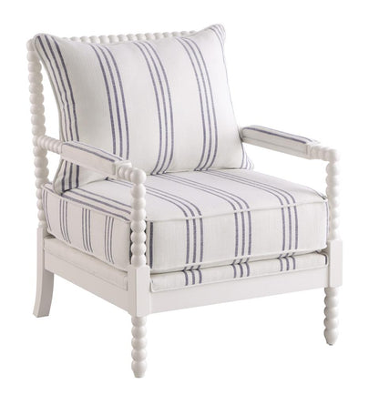 Blanchett White/Navy Upholstered Accent Chair with Spindle Accent - 903835 - Bien Home Furniture &amp; Electronics