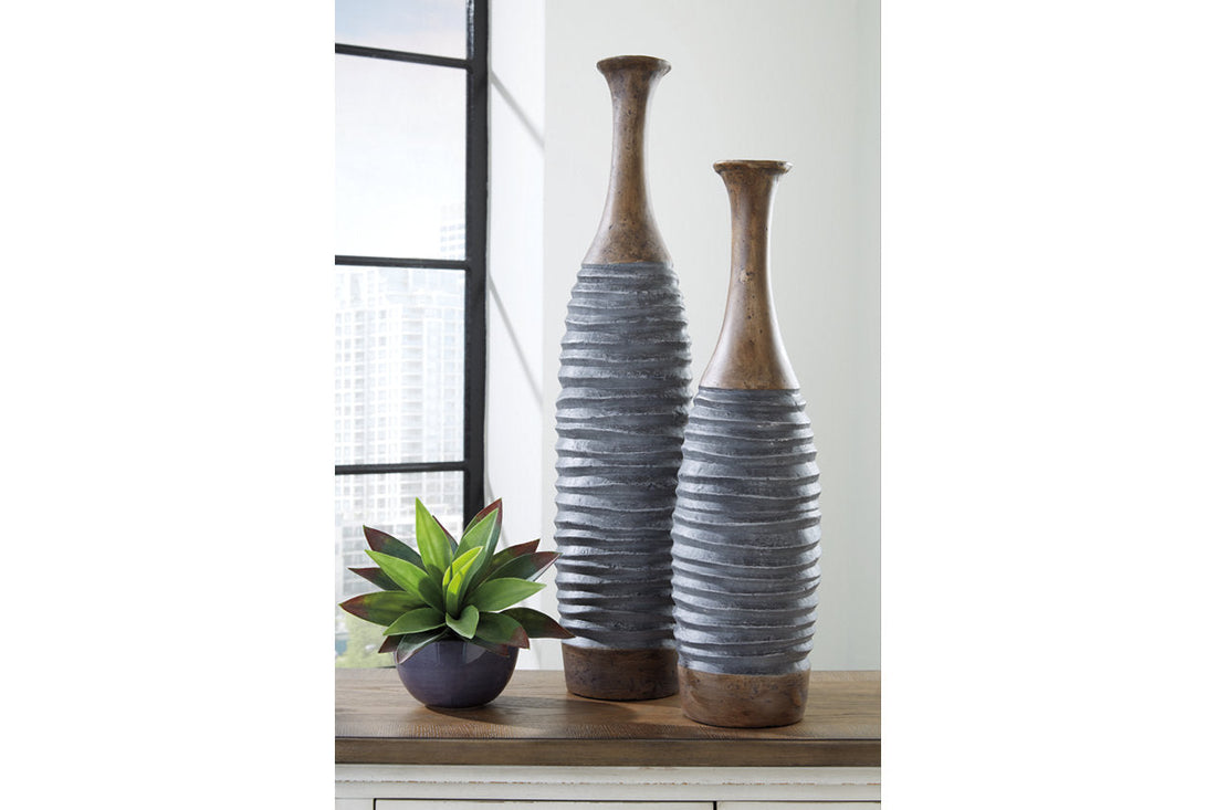 BLAYZE Antique Gray/Brown Vase, Set of 2 - A2000388 - Bien Home Furniture &amp; Electronics