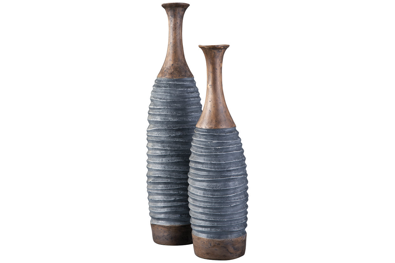 BLAYZE Antique Gray/Brown Vase, Set of 2 - A2000388 - Bien Home Furniture &amp; Electronics