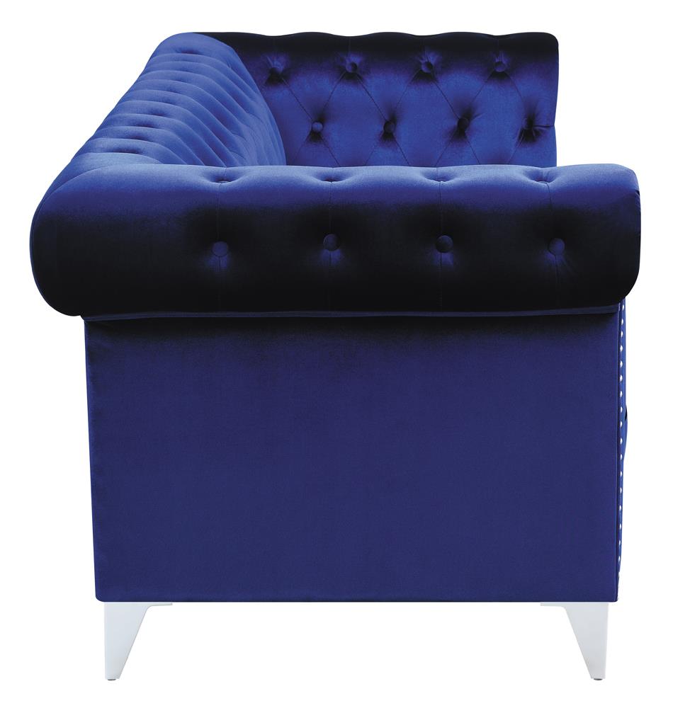 Bleker Tufted Tuxedo Arm Sofa Blue - 509481 - Bien Home Furniture &amp; Electronics