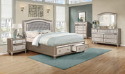 Bling Game Metallic Platinum Storage Platform Bedroom Set - SET | 204180Q | 204182 | 204185 - Bien Home Furniture & Electronics