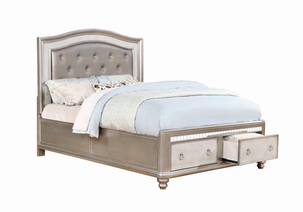 Bling Game Metallic Platinum Storage Platform Bedroom Set - SET | 204180Q | 204182 | 204185 - Bien Home Furniture &amp; Electronics