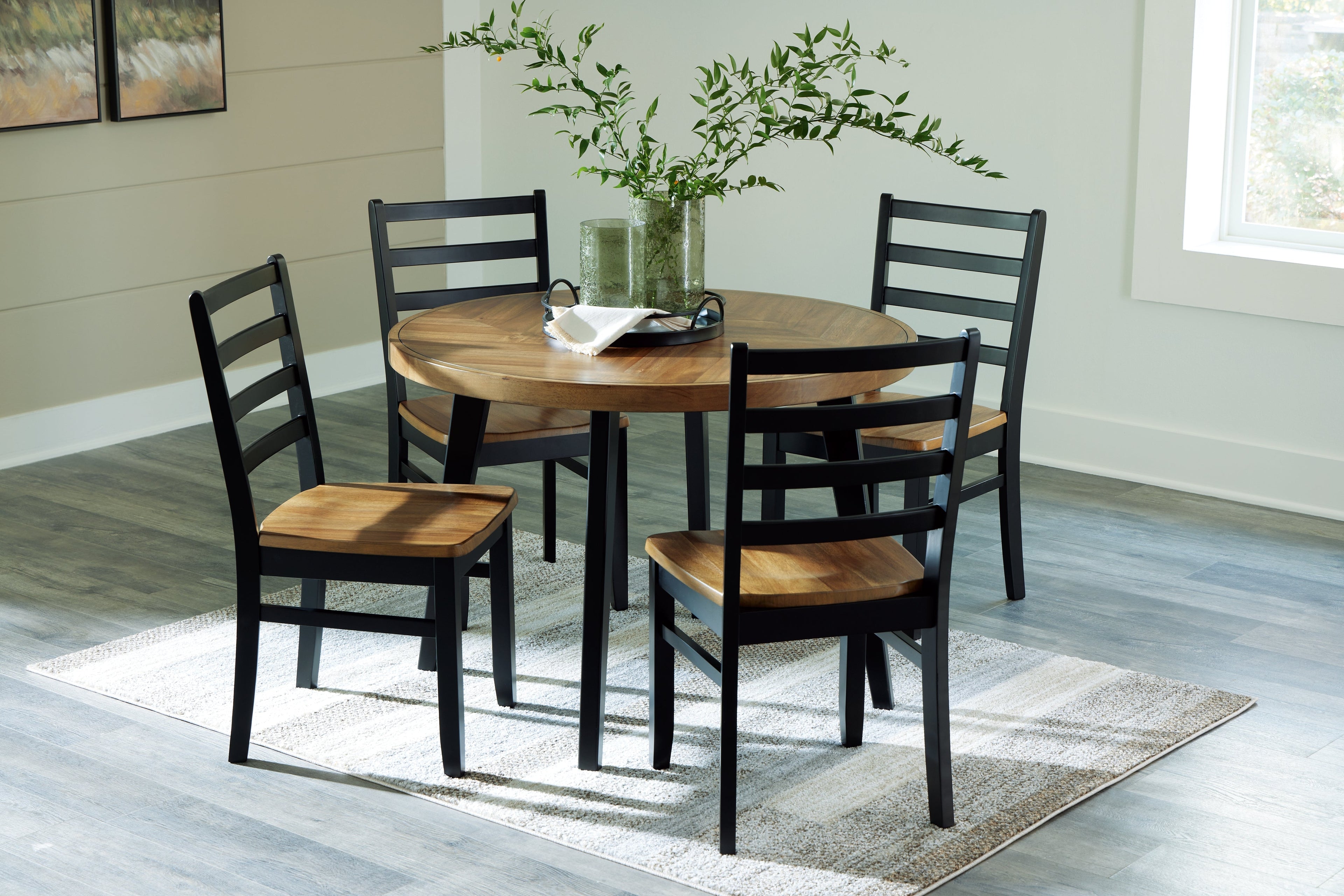 Blondon Brown/Black Dining Table and 4 Chairs (Set of 5) - D413-225 - Bien Home Furniture &amp; Electronics