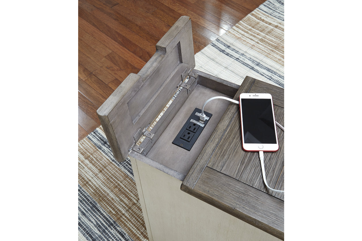 Bolanburg Two-tone Chairside End Table with USB Ports &amp; Outlets - T637-7 - Bien Home Furniture &amp; Electronics