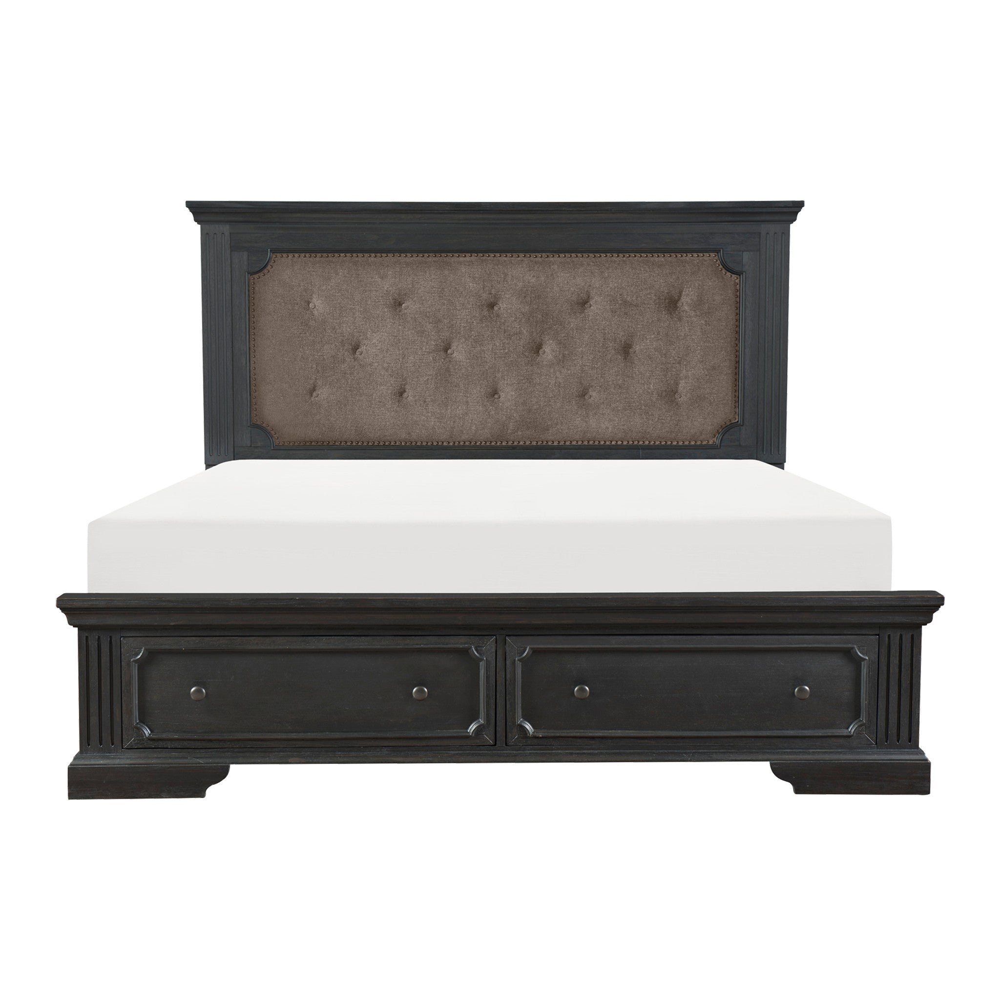 Bolingbrook Wire-Brushed Charcoal Eastern King Platform Bed with Footboard Storage - 1647K-1EK* - Bien Home Furniture &amp; Electronics