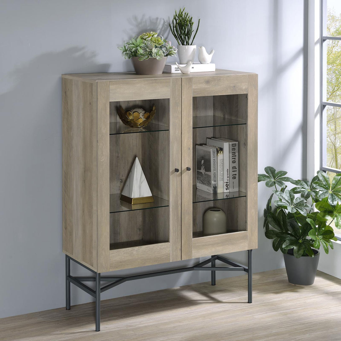 Bonilla 2-Door Accent Cabinet with Glass Shelves - 959624 - Bien Home Furniture &amp; Electronics
