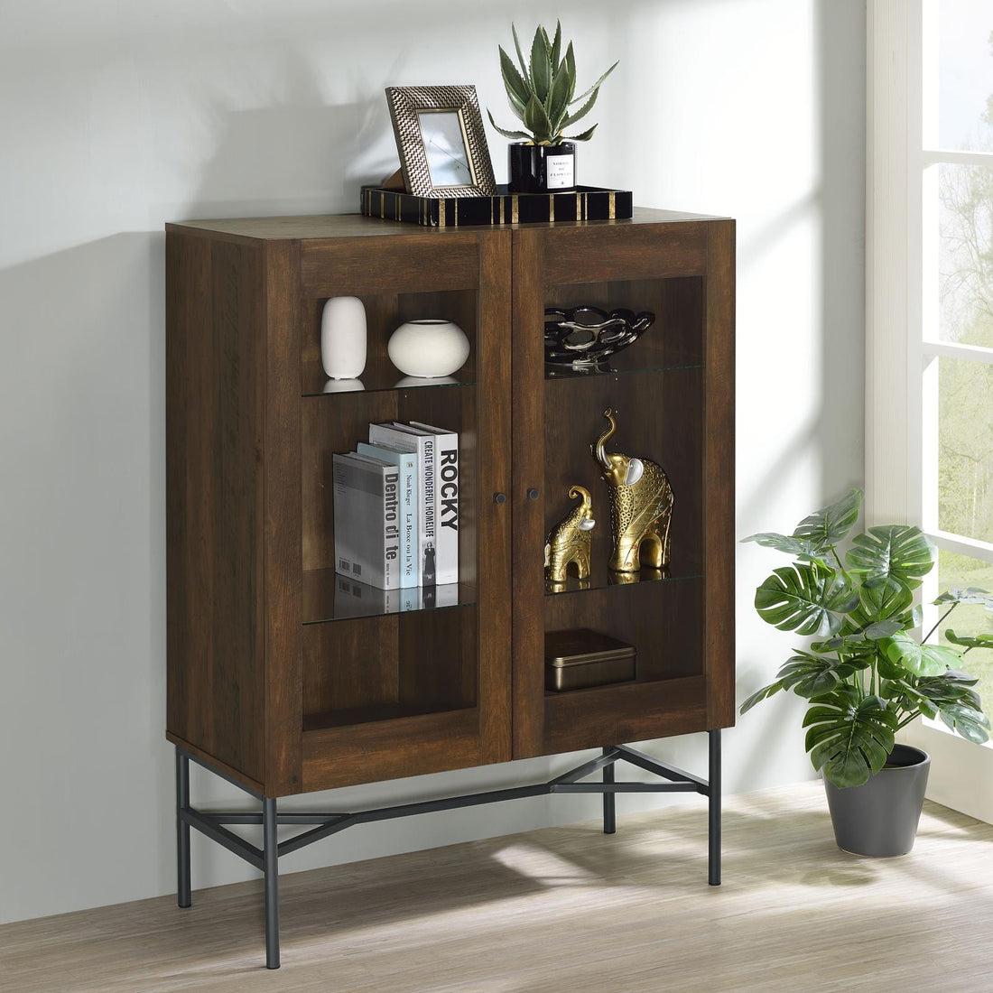 Bonilla 2-Door Accent Cabinet with Glass Shelves - 959625 - Bien Home Furniture &amp; Electronics
